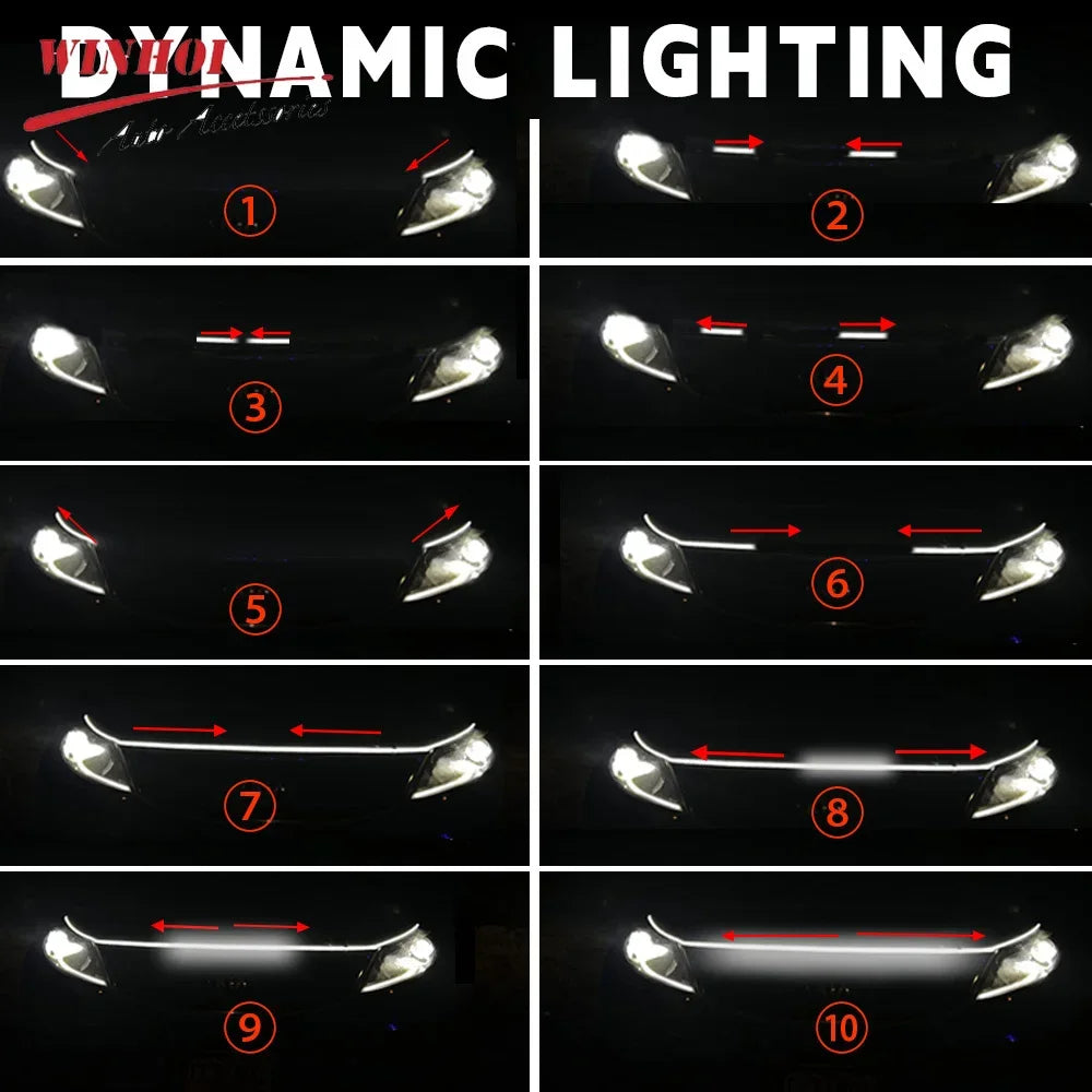 Flexible Car Hood Light Strip Scan Starting DRL Daytime Running Lights Auto Headlight Strips Led Decorative Lamp Car Assecories