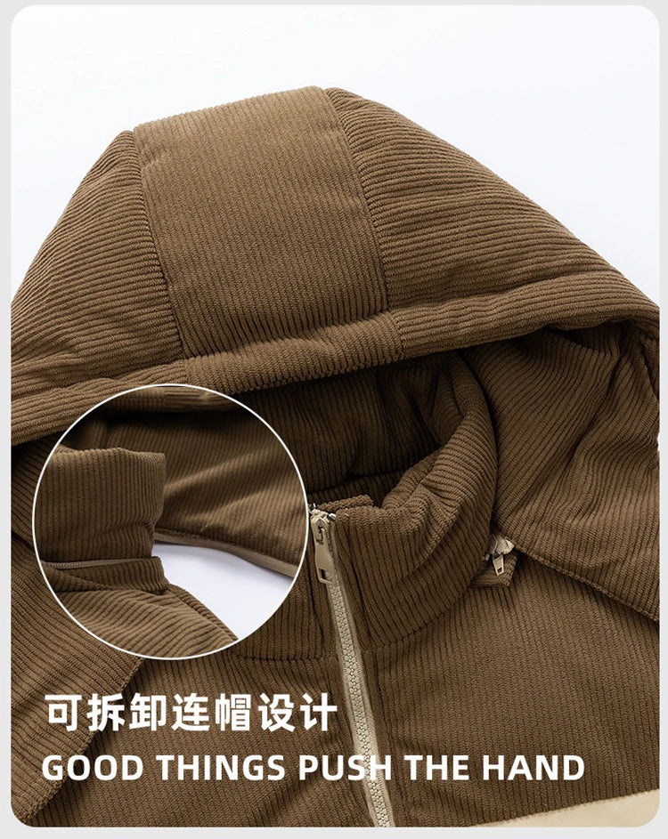 Men’s Winter Puffer Jacket Cotton Padded Warm Hooded Windbreaker Coat Outdoor Casual Thick Parka for Cold Weather Streetwear