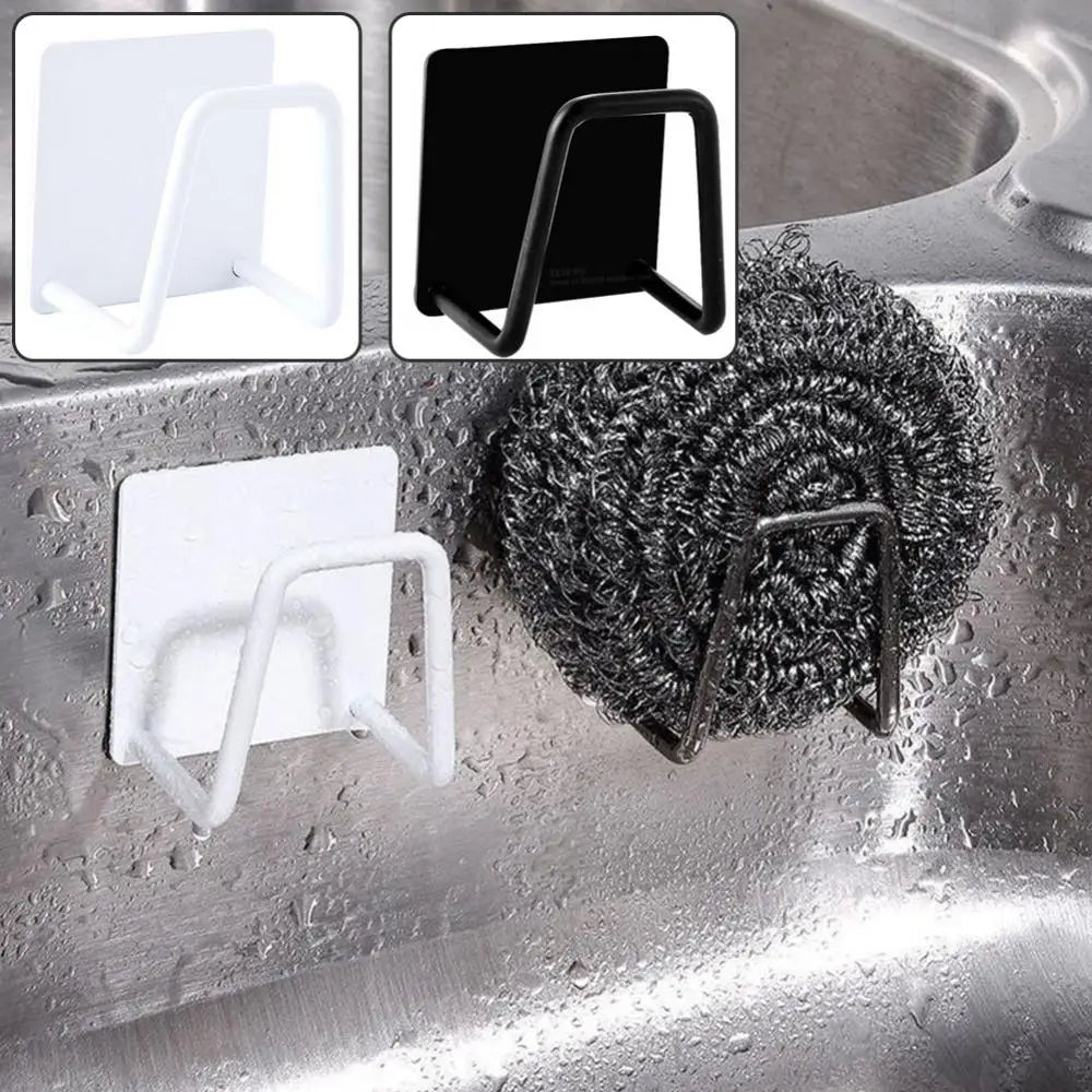 Kitchen Sink Sponges Rack Stainless Steel Drain Storage Shelf Self Adhesive Wire Ball Rag Holder Wall Brush Hooks Home Organizer