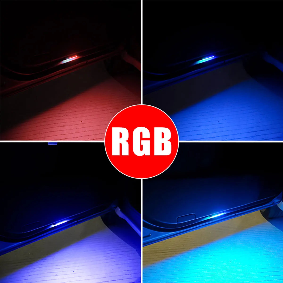 Car Door Welcome Light RGB/White LED Atmosphere Light Wireless Open Door Night Lighting Anti-collision Lamp USB Charging