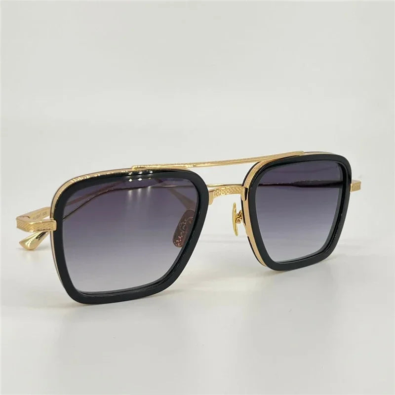 Men's Sunglasses For Women Style FLIGHT 006 Anti-Ultraviolet Retro Plate Square Full Frame Special Design Eyeglasses Random Box