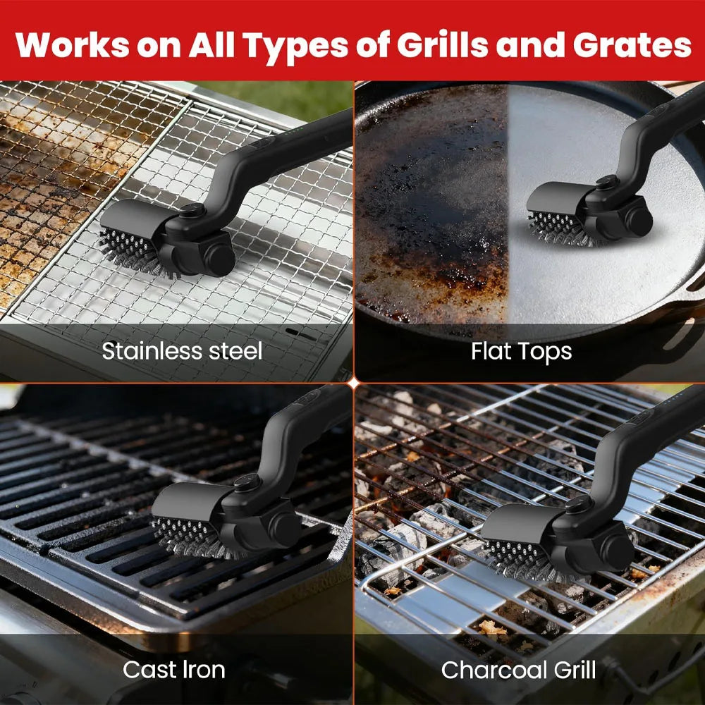 Electric Rotating BBQ Grill Brush Heavy Duty Grease Cleaner New Roller Brush Cleaning Barbecue Grid Brush Tool or Brush Head