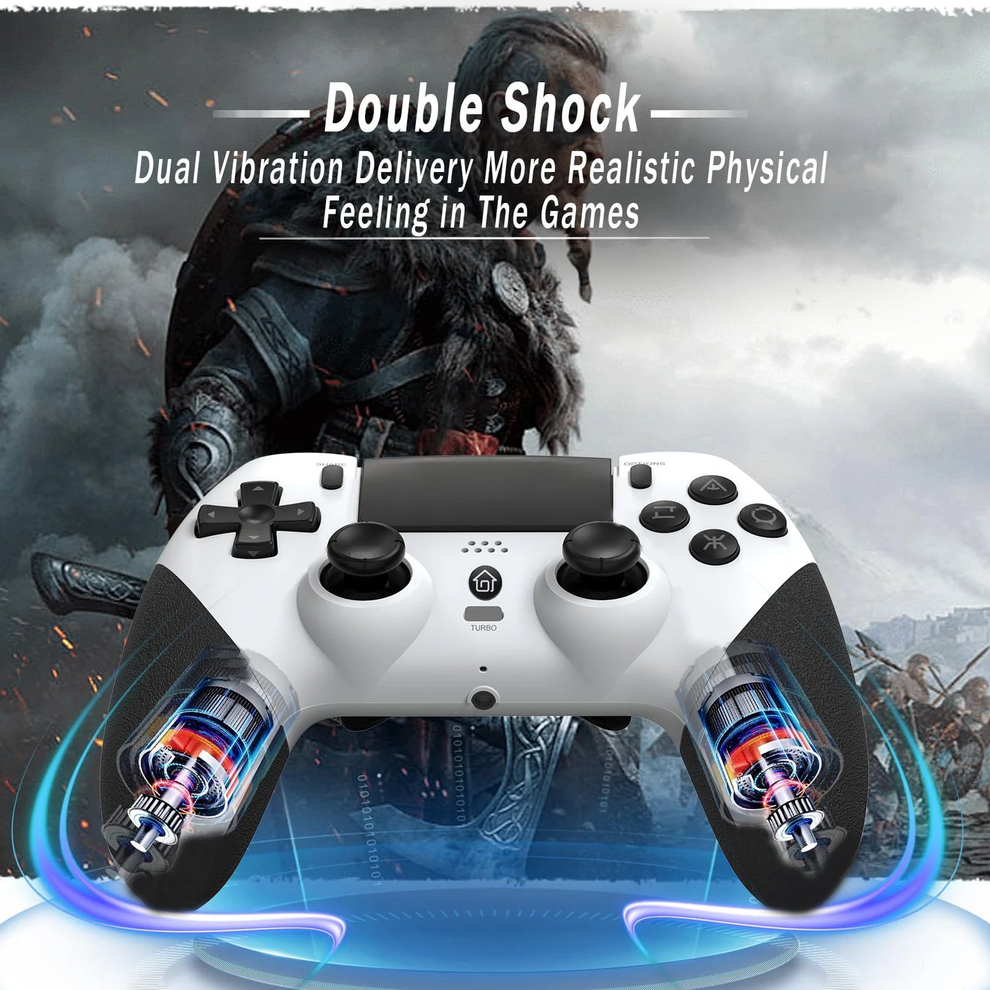 Wireless Controller Turbo Bluetooth-Compatible Game Controller Dual Vibration Hall Effect Joystick for PS4/PS4 Pro/PS4 Slim/PC