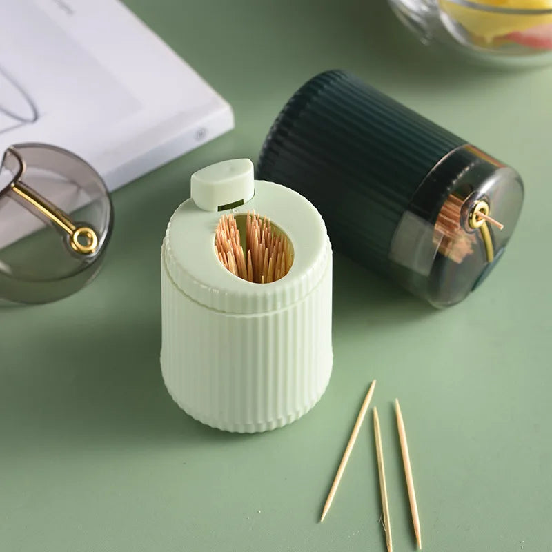 Simple Toothpick Box Toothpick Dispenser Ceative Push Automatic Eject Toothpick Jar  Household Convenient Gift Home Gadget