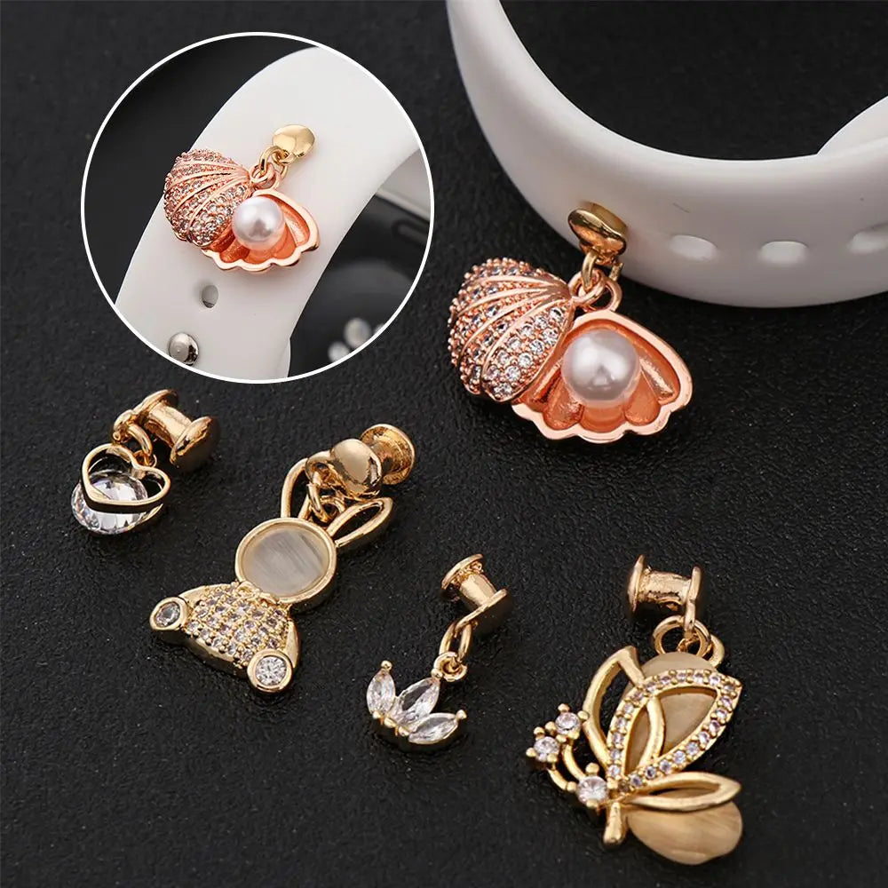 Silicone Strap Metal Decorative Nails For Apple Watch Personalized Interesting Decorative Diamond Pendant Accessories For iwatch