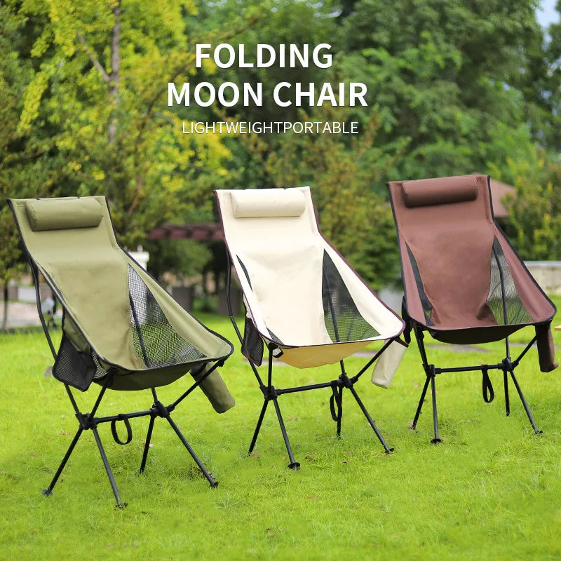 DIVEDEER Camping High-Back Moon Chair Ultra-Lightweight Aluminum Alloy Fishing Picnic BBQ Chair Portable Beach Camping Chair