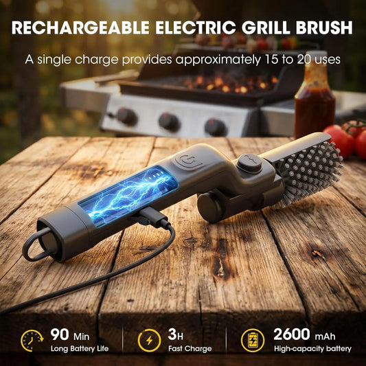 Electric Rotating BBQ Grill Brush Heavy Duty Grease Cleaner New Roller Brush Cleaning Barbecue Grid Brush Tool or Brush Head