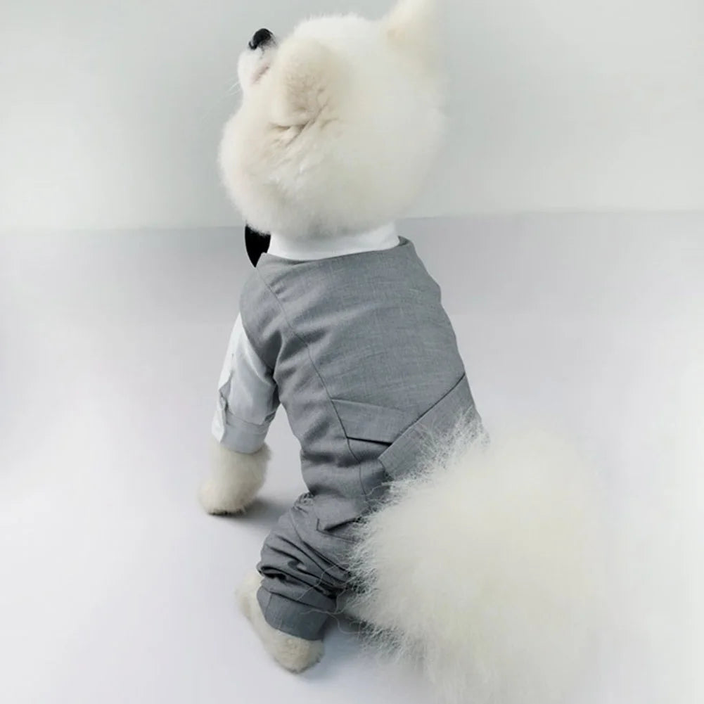 Dog Gentleman Wedding Suit Clothing Dog Tuxedo Suit Wedding Party Clothes For Small Dogs Formal Puppy Pet Coat Jacket Outfits