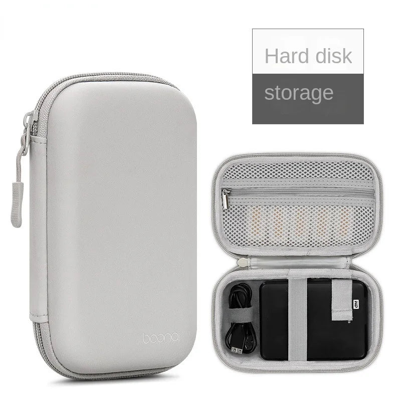 Portable Hard Shell Digital Gadgets Storage Bag Leather Earphone Charger Case Data Cable U Disk Organizer Mini Storage Accessory