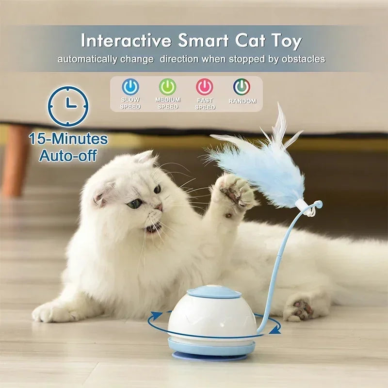 Electric Cat Toy USB Charging 360 Rotating Interactive Puzzle Intelligent Pet Items Cat Teasing Feather Cat Supplies Accessories