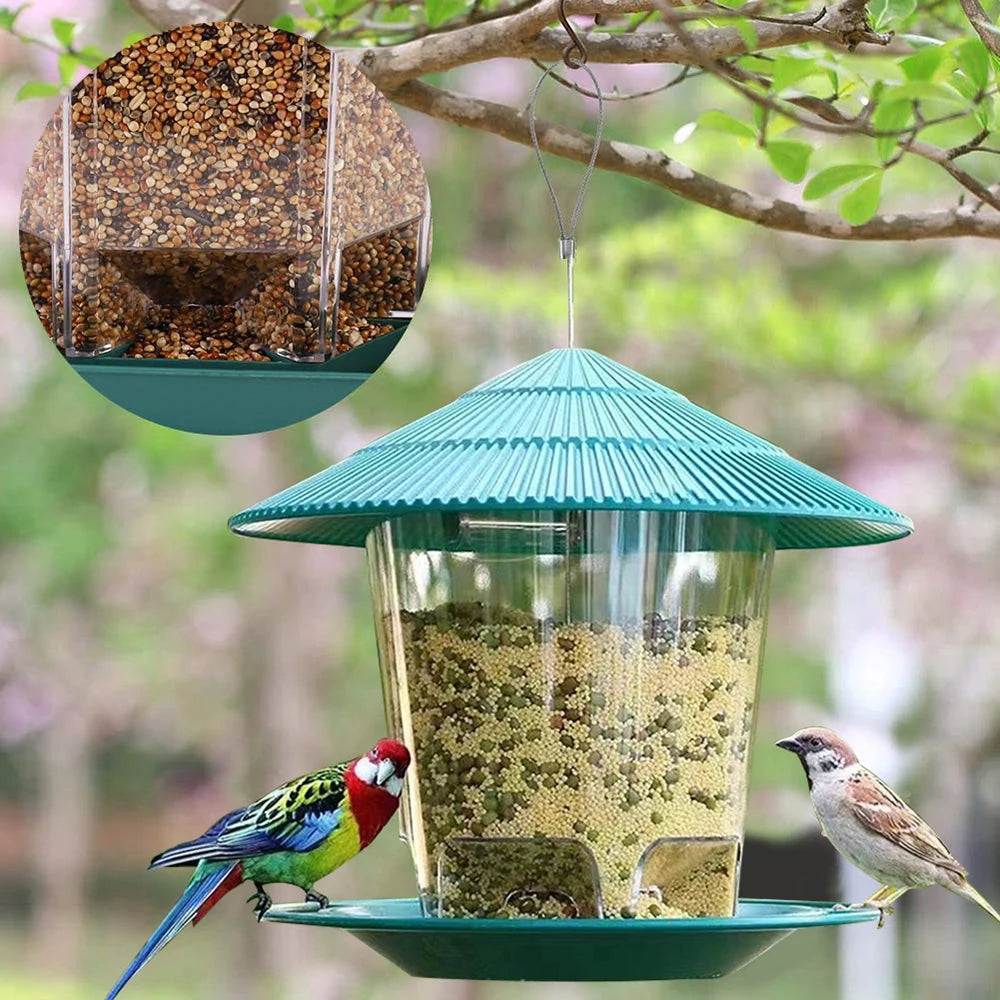 Window Wild Bird Feeder House Transparent Plastic Bird Feeder Hanging Peanut Nut Feeding Station Garden Seed Dispenser