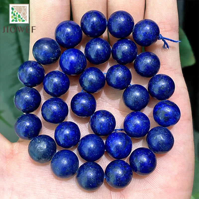 Smooth Natural Stone Lapis Lazuli Spacer Round Beads for Jewelry Making DIY Fashion Bracelet Earrings 15"Strand 4/6/8/10/12/14mm