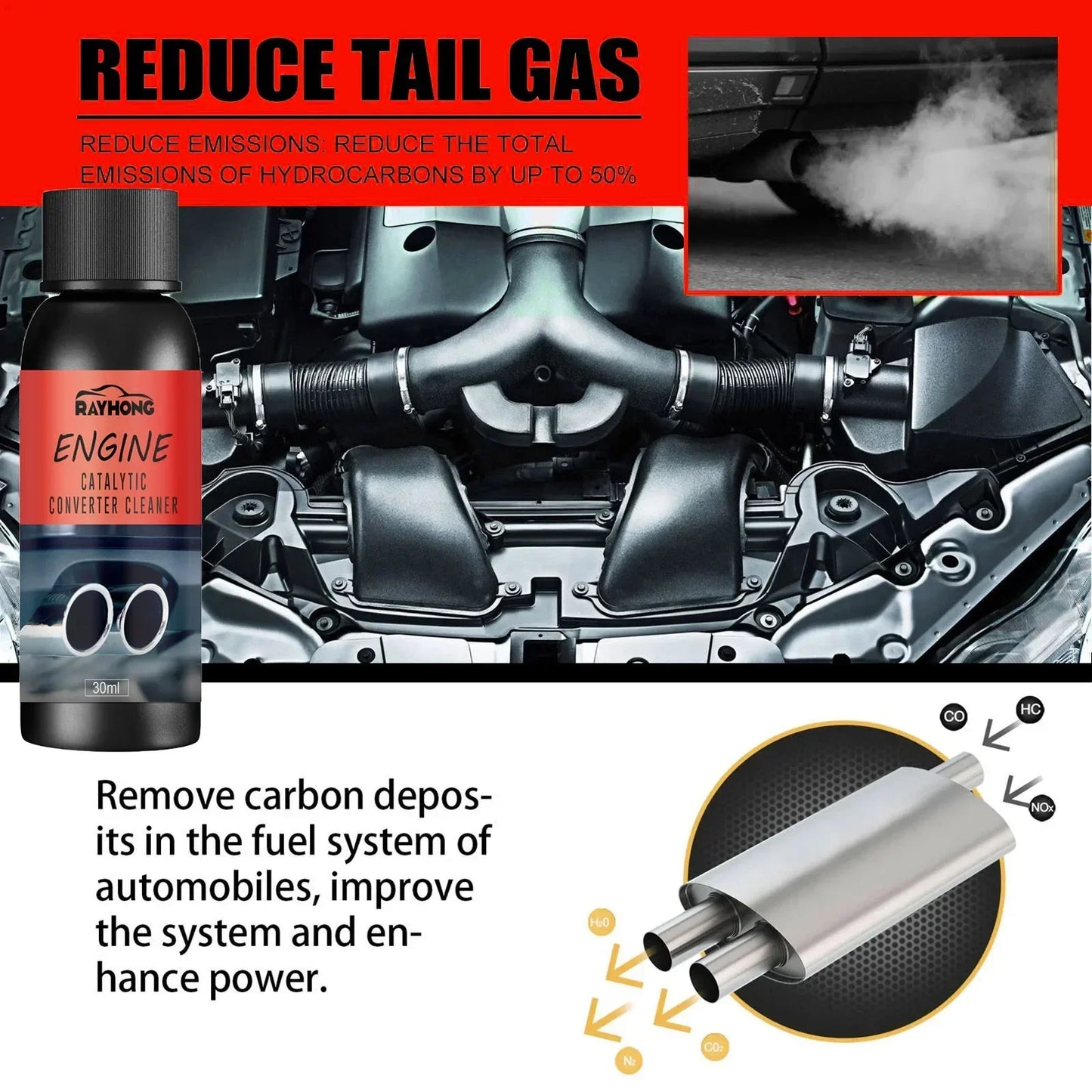 Car Engine Protection Catalytic Converter Cleaner Deep Cleaning Engine Carbon Deposit Reduce Fuel Consumption