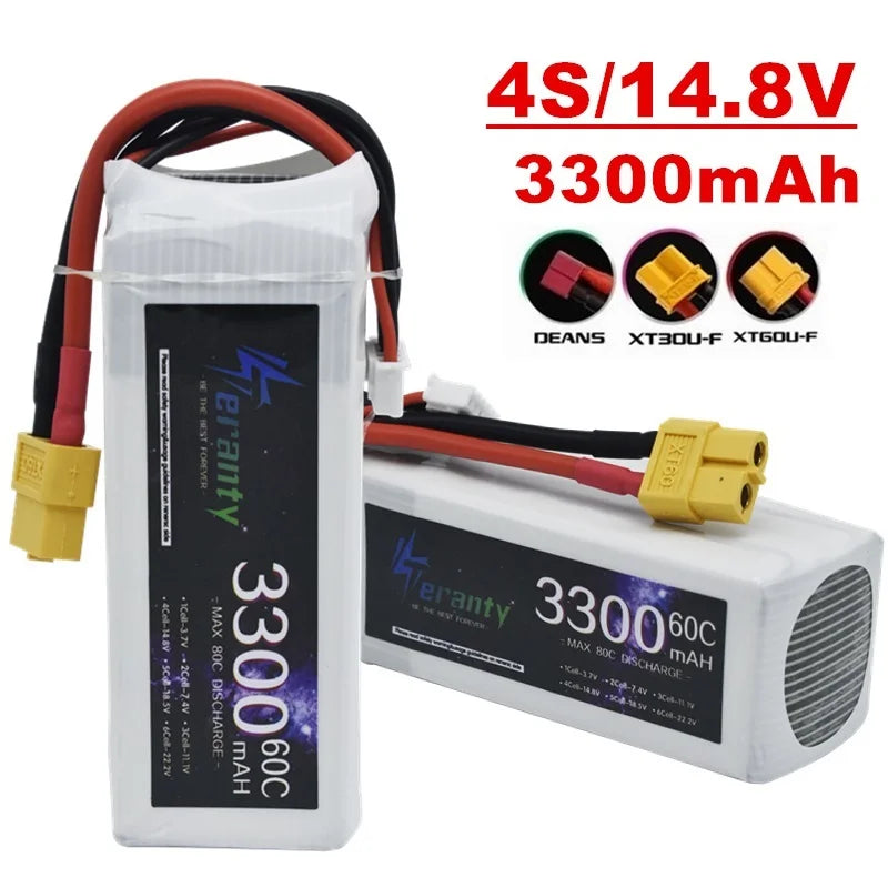 4S 14.8V 3300mAh 60C Lipo Battery with XT30 XT60 T Connector Softcase Lipo Battery for RC Car Truck Airplane FPV UAV Drone