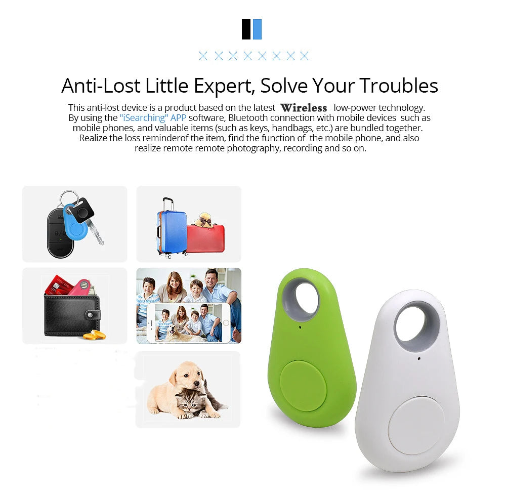 Mini GPS Tracker Anti-Lost Device Blue-tooth Locator Pets Kids Alarm Wallet Tracking Key Finder for IOS/ Android Tag