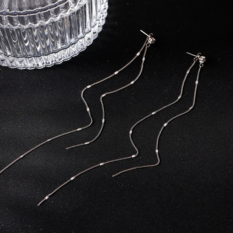 925 Sterling Silver Long Tassel Earrings for Women Temperament Ear Line Fine Jewelry Accessorie Party Gifts