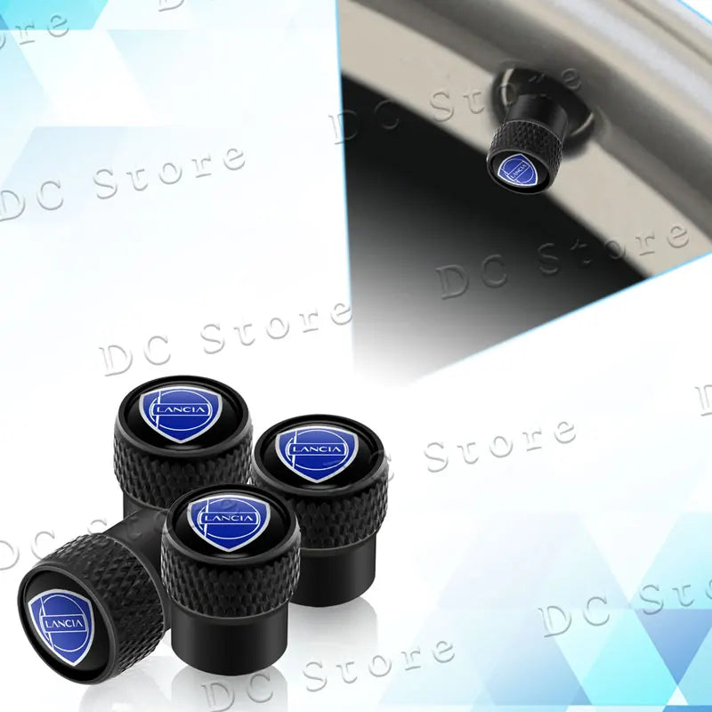 4Pcs Car Decor Metal Emblem Wheel Tire Valve Stem Caps Tyre Air Dust Cover For Lancia Logo Delta 3 Musa Ypsilon Phedra Voyage
