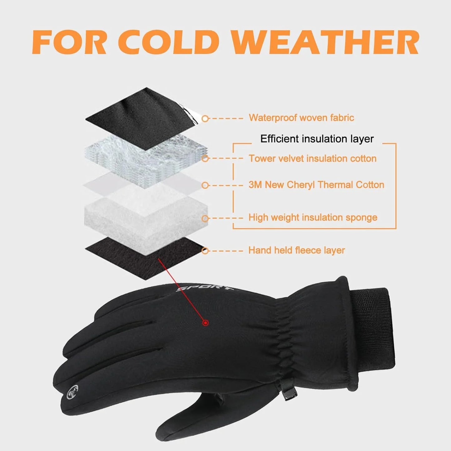 Winter Gloves for Warm 3M Thinsulate Windproof Waterproof Cycling Warm Winter Fishing Cycle Skiing Equipment Outdoor Wear