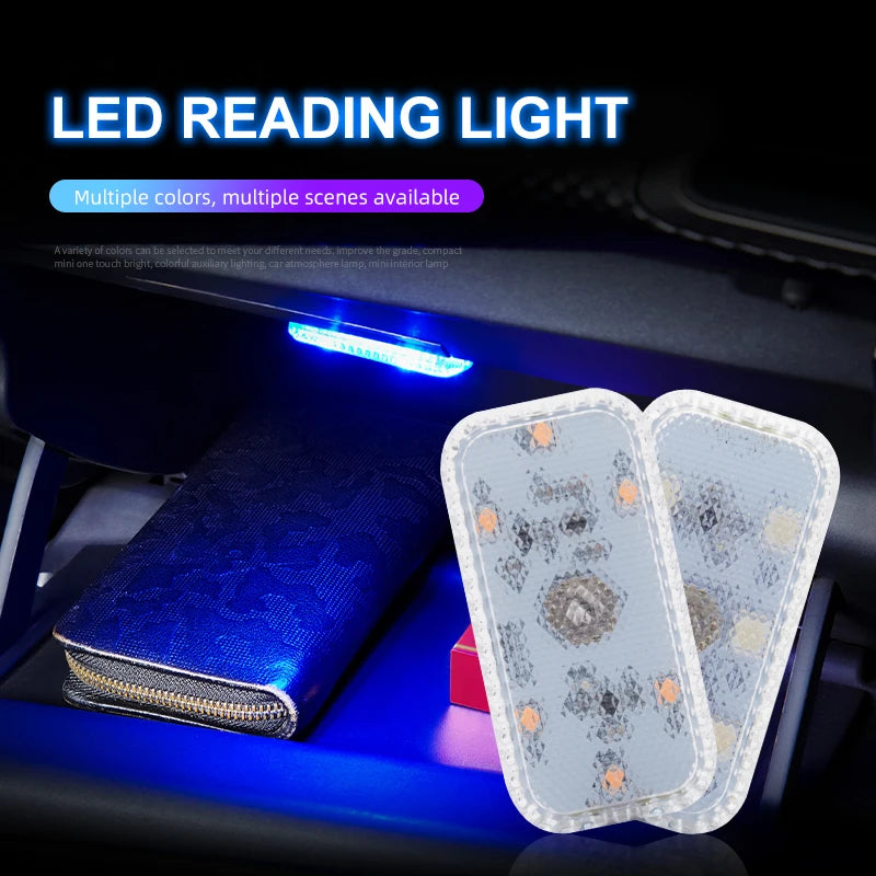 LED Touch Light Mini Wireless Car Interior Lighting Auto Roof Ceiling Reading Lamp for Trunk Storage Box USB Charging