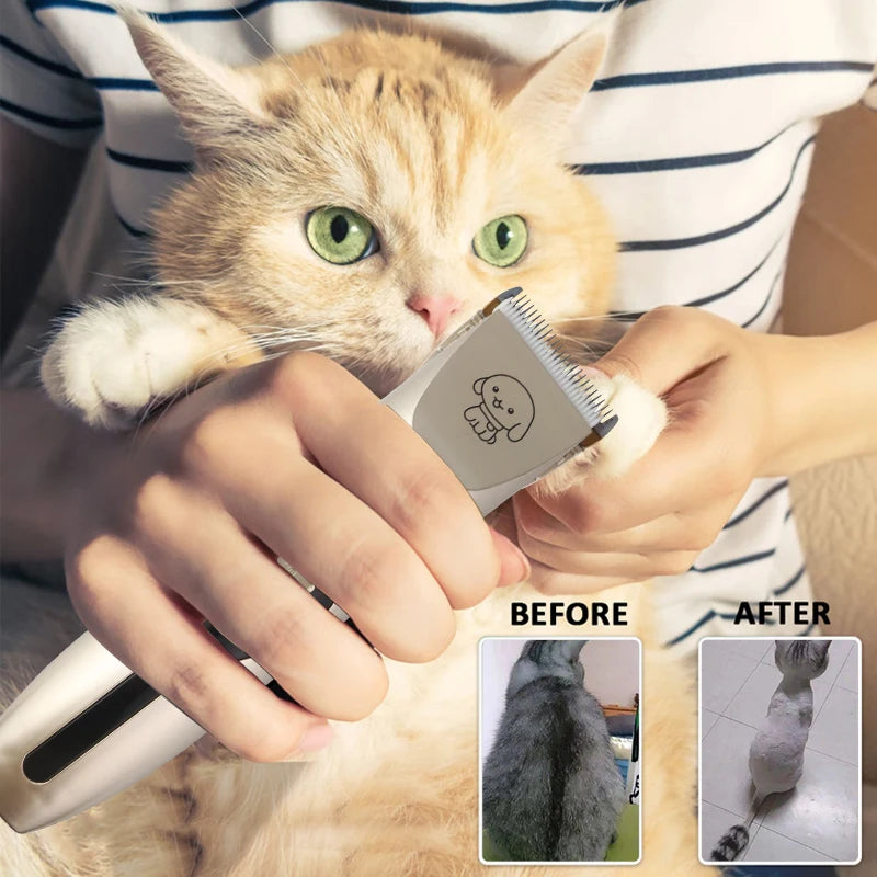 Cat Dog Electrical Professional Hair Clipper for Pets Silent Hair Cutter USB Rechargeable Pet Grooming Clipper Set.