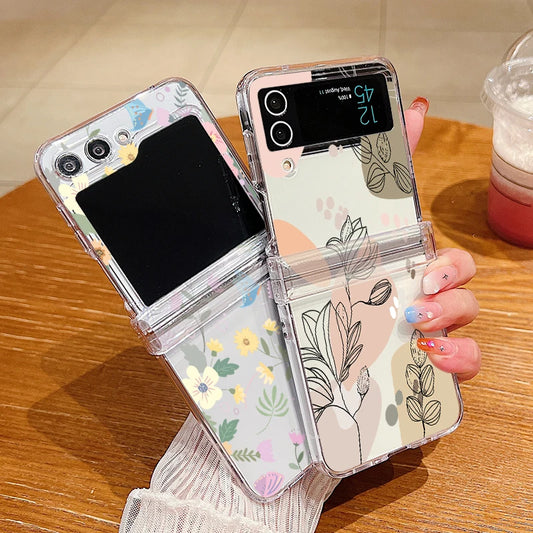 Creative Flower Case For Samsung Galaxy Z Flip5 Flip4 Flip3 Flip6 Shockproof Hard Folding Case Cover For Samsung Z Flip 5 4 3 6