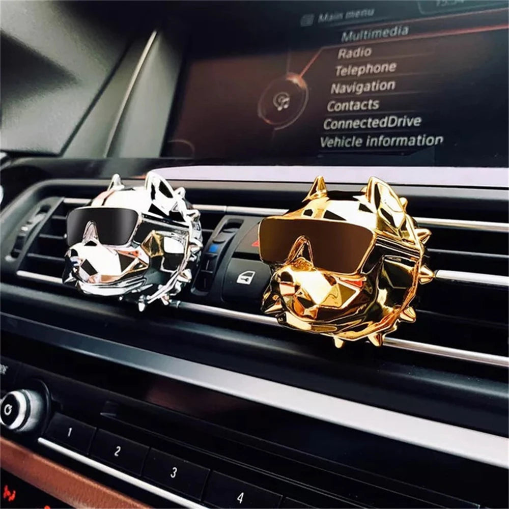 2Pcs Bulldog Car Vent Clip Ornaments High Quality Sunglasses Dashboard Cool Bulldog Auto Decor Interior Accessories