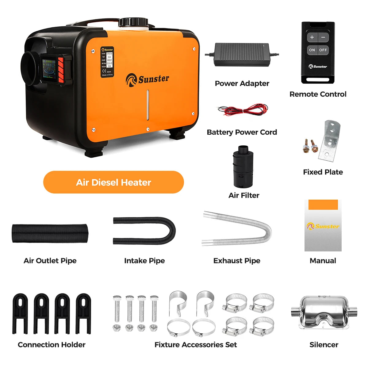 8KW 12V 24V 220V AC&DC universal Diesel Air Heater All In One bluetooth App Control Parking Heater for Van Camping Trailer Home