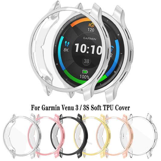 Soft TPU Case For Garmin Venu 3 / 3S Screen Protector Shell Anti-scratch Smartwatch All-around Bumper Protective Skin Cover Case