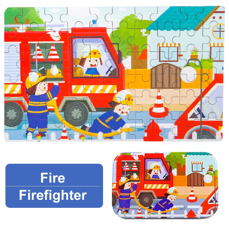 60piece Jigsaw Puzzle Montessori Games Cartoon Animal Vehicle Dinosaur Puzzles for Kids Educational Toys Children Christmas Gift