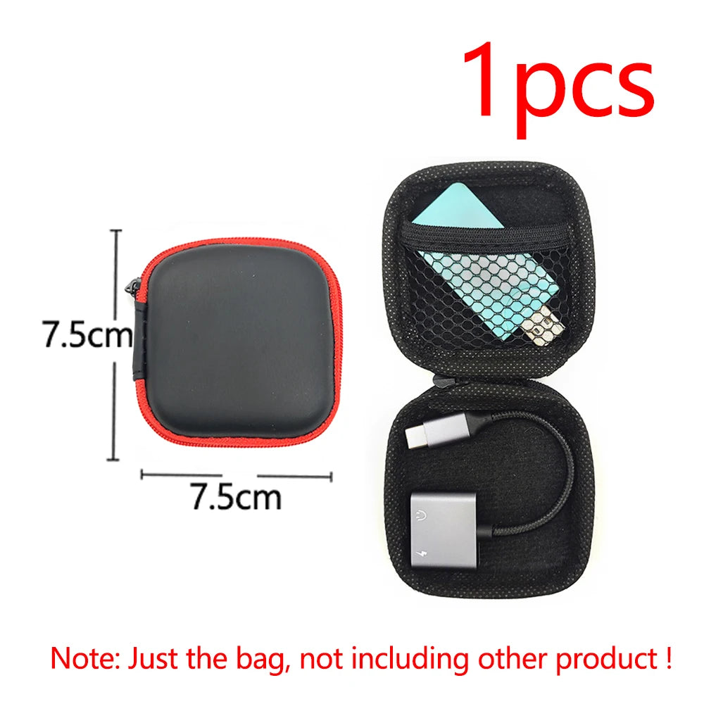 Earphone Data Storage Bag Oval Square Rectangle Cable Organizer Bags Mini Zipper Pouch Tech Gadgets Portable Charger U Disk Case