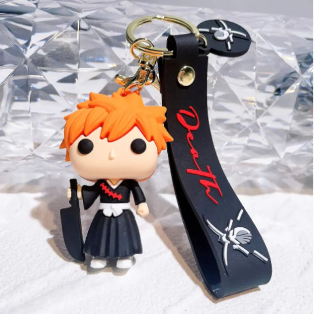 Anime Bleach Keychain Cosplay Kurosaki Ichigo Silicone Pendant Keyring Car Backpack Key Holder Accessories for Fans Quality Gift