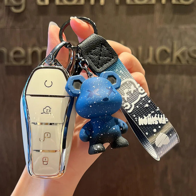 Fashion 4 Buttons TPU Car Key Case For BYD Atto 3 Han EV Dolphin Remote Control Protect Cover Keychain Auto Accessories