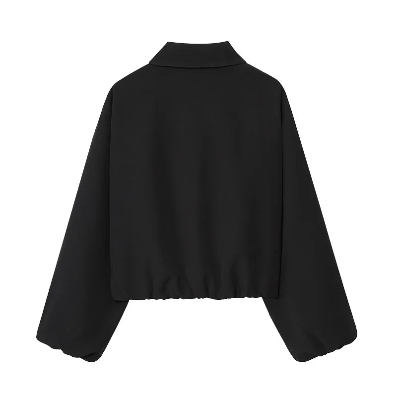MUJER Puffed Bomber Jackets for Women Zip Varsity Cropped Jacket Woman Demi-season Jacket for Women Outerwears Womens Coats