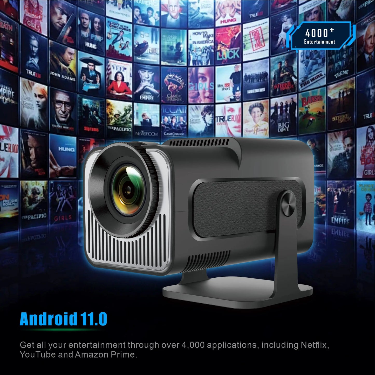 4K Smart Projector HY320 mini Android 11 Dual Wifi6 200 ANSI Allwinner H713 BT5.0 1080P 1980*1080P Home Cinema Outdoor Projetor