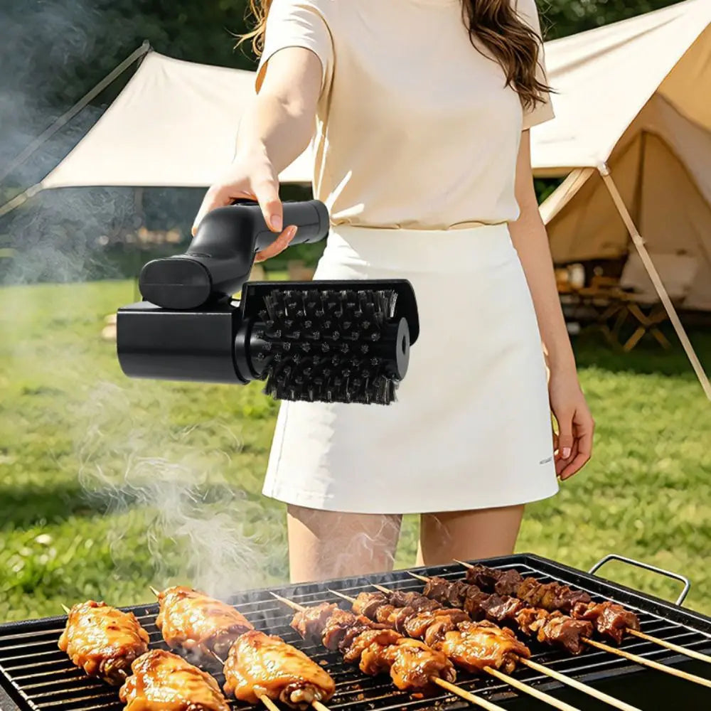 360 Degree Rotate Electric Grill Brush Adjustable Angle Rechargeable BBQ Grill Cleaner Wireless with Replacement Brush Head