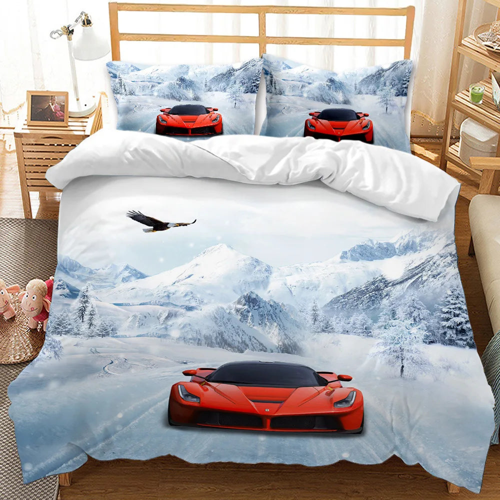 Sports Car Duvet Cover Set Luxury High Quality 3D Printed Bedding 2/3pcs Double Queen King Bedclothes Adults Boys Home Textile