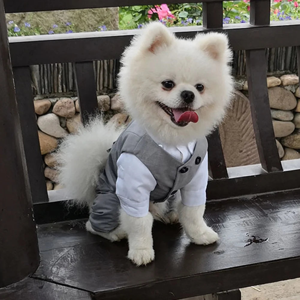 Dog Gentleman Wedding Suit Clothing Dog Tuxedo Suit Wedding Party Clothes For Small Dogs Formal Puppy Pet Coat Jacket Outfits