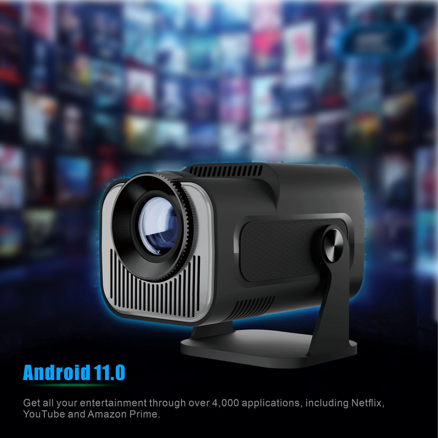 HY-320Mini Portable Newly Native 720P Allwinner H713 Android11 4K Projector 320ANSI Wifi6 BT5.0 Cinema Outdoor Rotable Projector