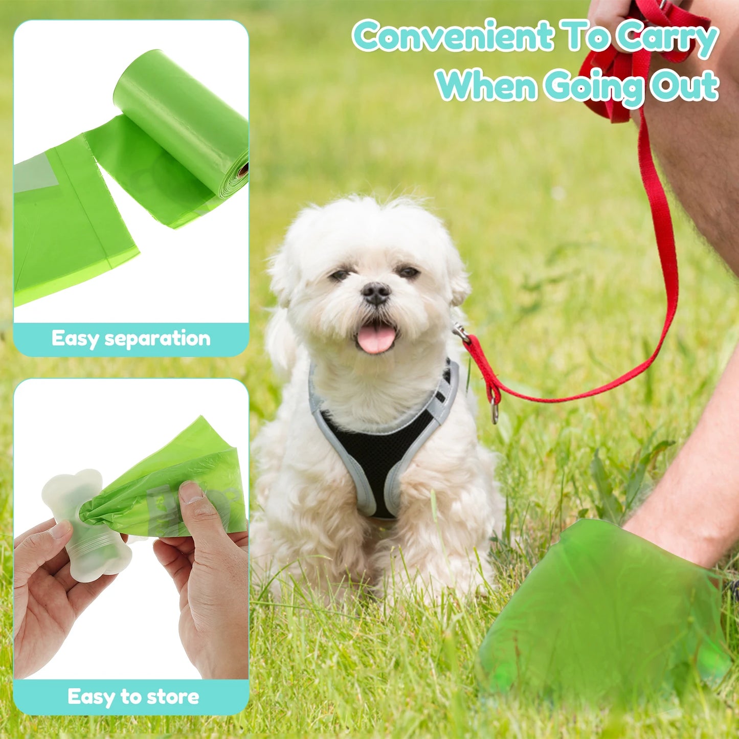 24/40 Rolls Pet Poop Bags 15 Bags/Roll Disposable Dog Eco Waste Bags with Dispenser Leak-Proof Outdoor Clean Pets Supplies New