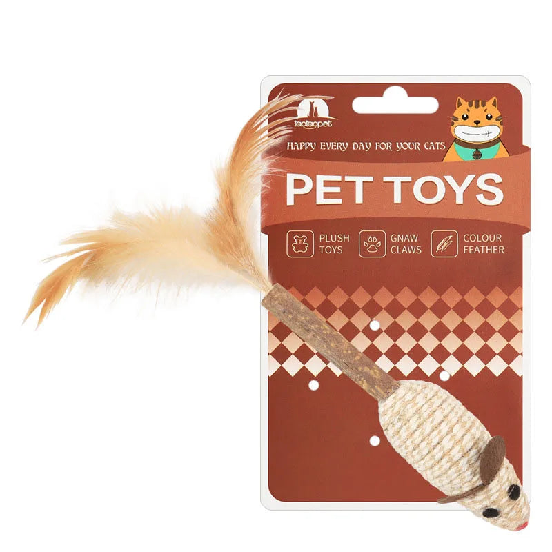 Fun cat stick toy Mouse Toy Kitten Stick Cat Stick Toy Wood interactive pet cat toy stick pet cat products