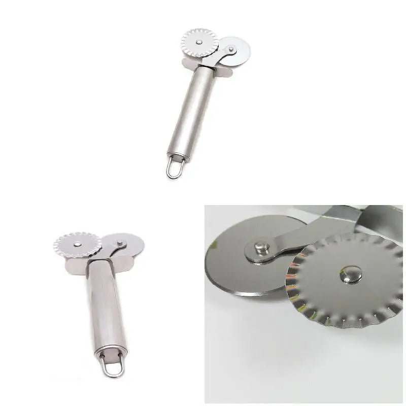 Pizza Cutter Round Double Wheel Roller Stainless Steel Kitchen Tool For Pastry Pasta