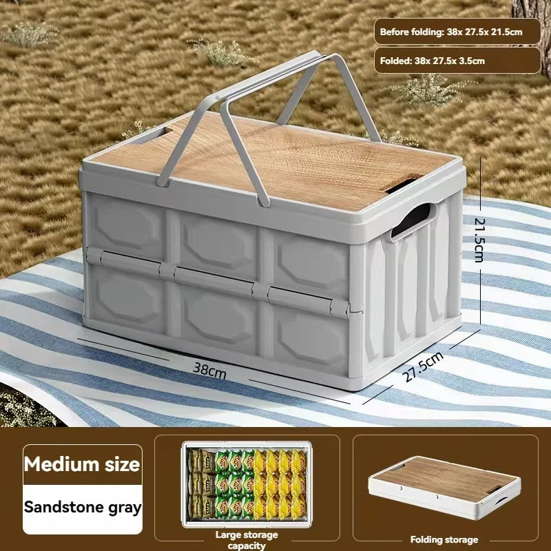1 Outdoor Camping Storage Box with Lid, Multi-Purpose Large Capacity Car Trunk Organizer, Portable Stall Sorting Box, Suitable F
