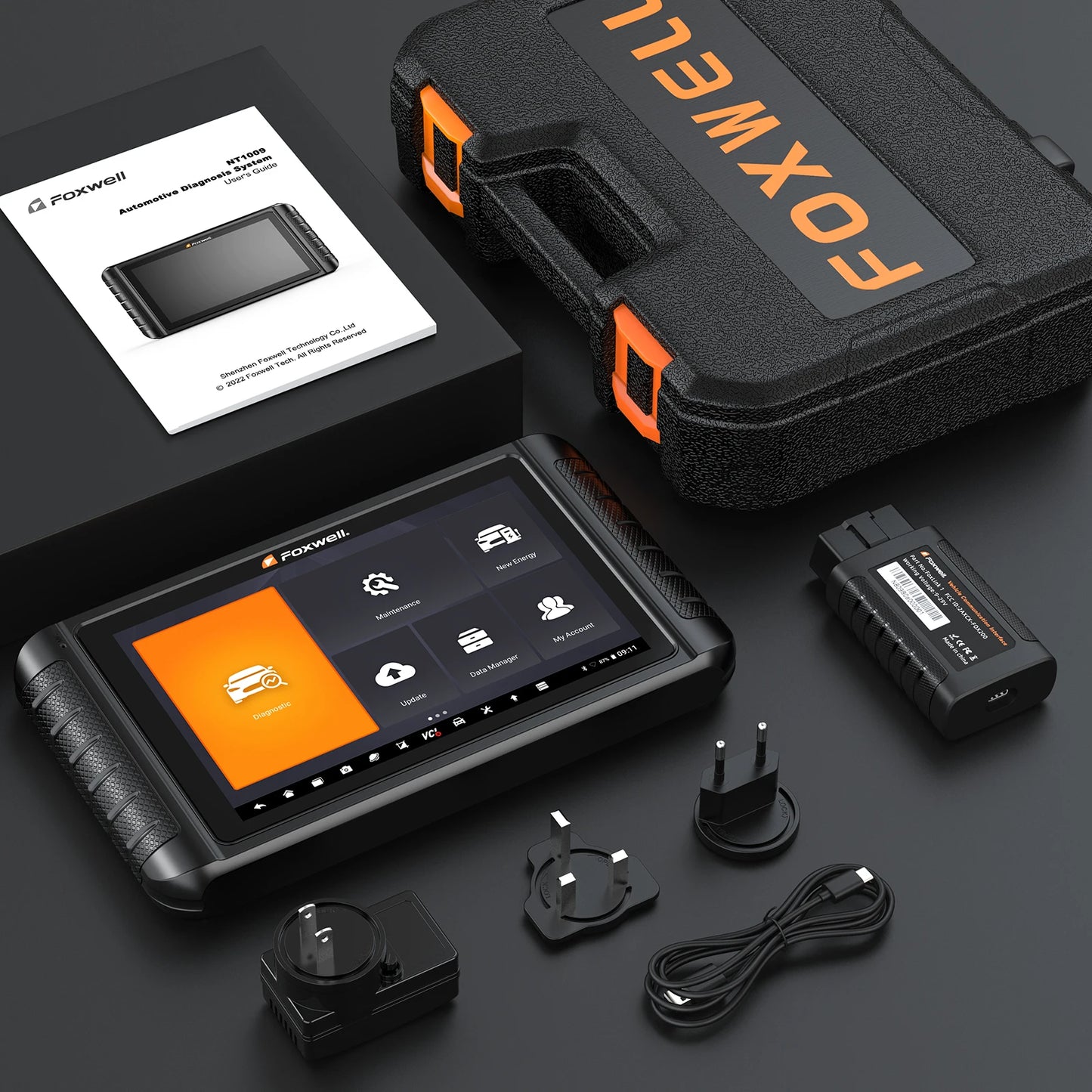 2025 FOXWELL Professional Car Scanner NT1009 Bidirectional Test Advanced ECU Coding 34+ Reset All System Diagnosis OBD2 Scanner