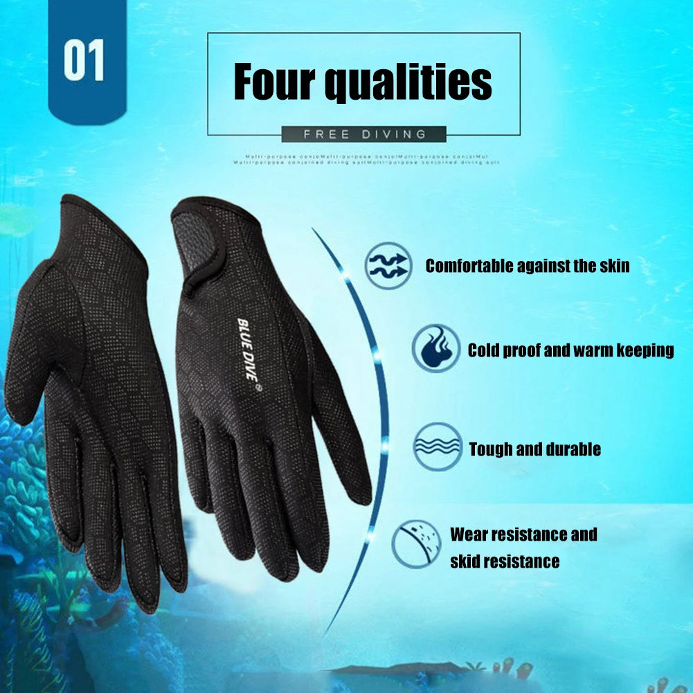 1.5mm Diving Gloves Adults Women Men Wetsuit Gloves Five Finger Warm Wetsuit Winter Gloves for Scuba Diving Snorkeling Surfing