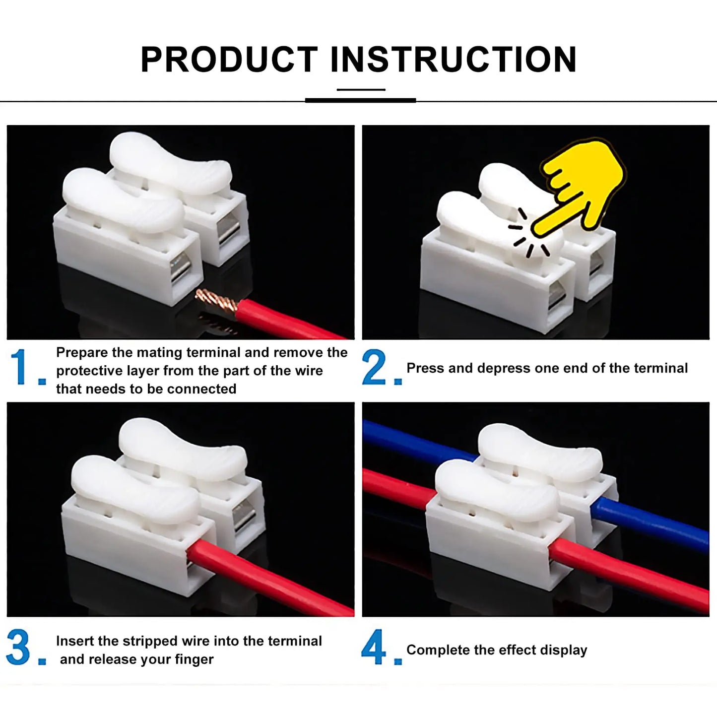 20pcs Wire Connectors CH-2 CH-3 No Solding Welding Quick 2P 3P Cable Wire Connector No Screw Terminal Block Spring Clamp