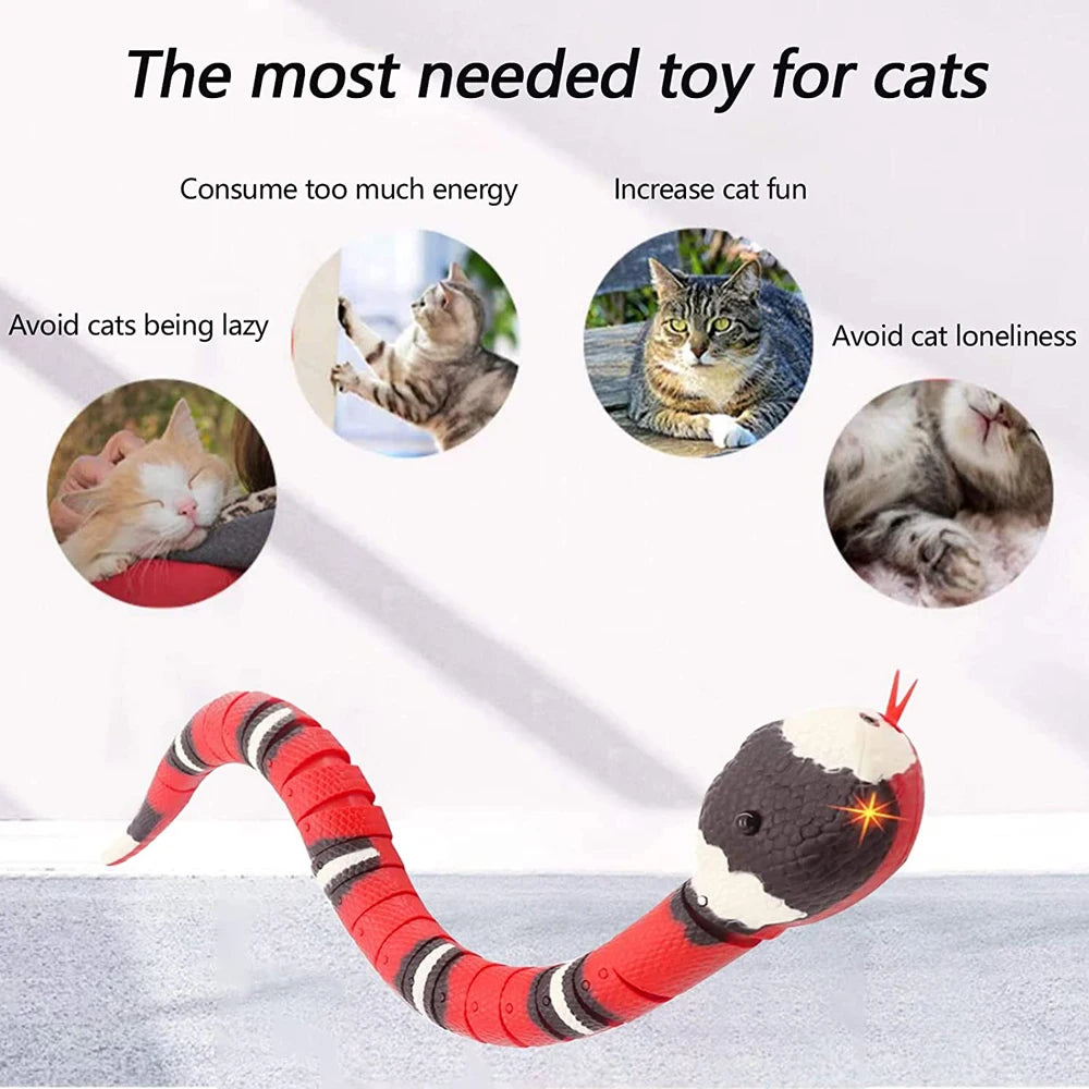 USB Rechargeable Smart Sensing Interactive Cat Toys Automatic Eletronic Snake Cat Teasering PlayKitten Toys for Cats Dogs Pet