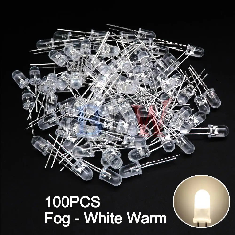 100PCS/LOT 5mm LED Diode F5 Assorted Kit IBUW White Green Red Blue Yellow Orange Pink Purple Warm White DIY Light Emitting Diode
