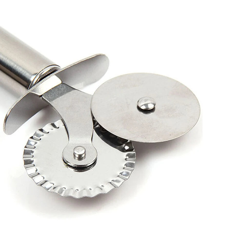 Pizza Cutter Round Double Wheel Roller Stainless Steel Kitchen Tool For Pastry Pasta
