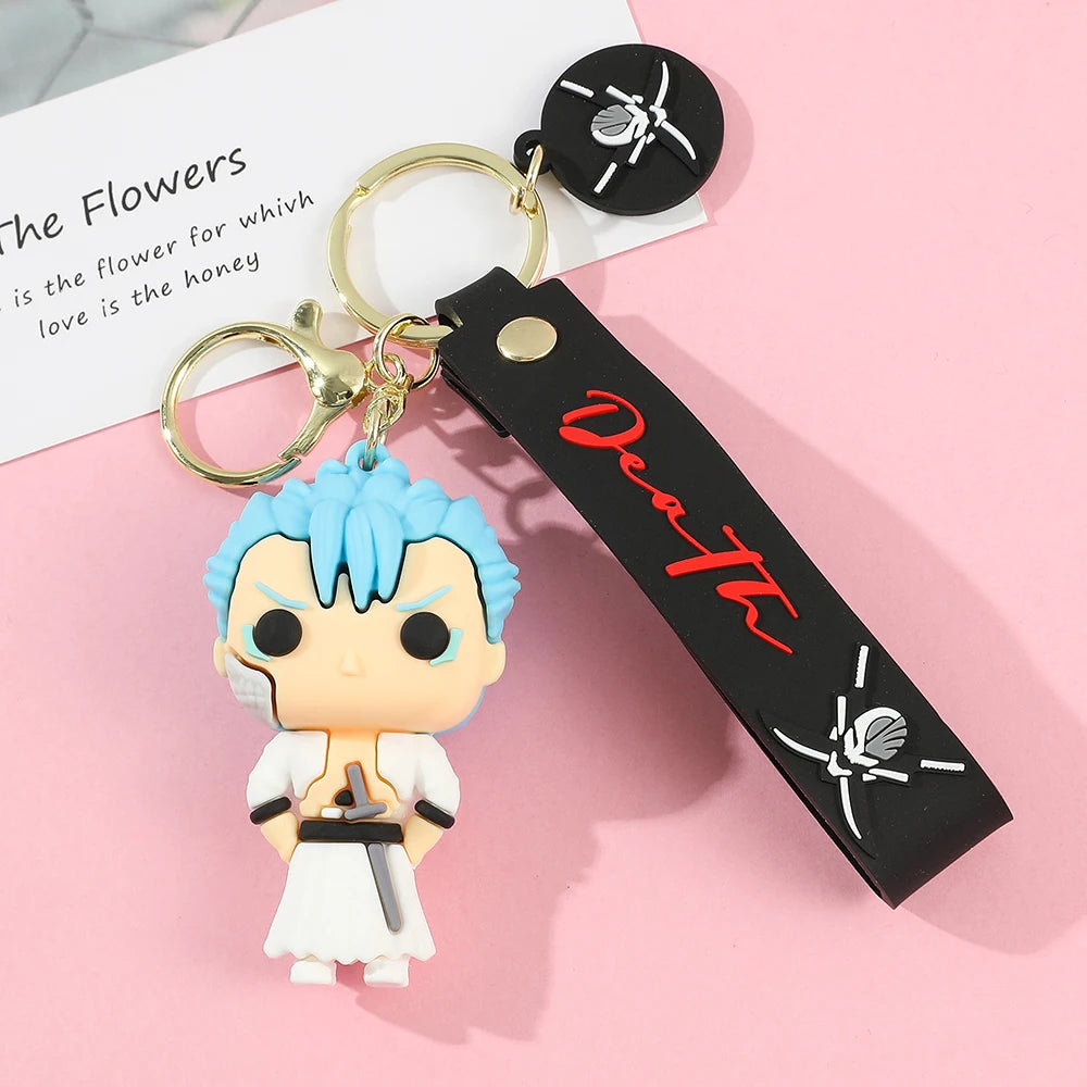 Anime Bleach Keychain Cosplay Kurosaki Ichigo Silicone Pendant Keyring Car Backpack Key Holder Accessories for Fans Quality Gift