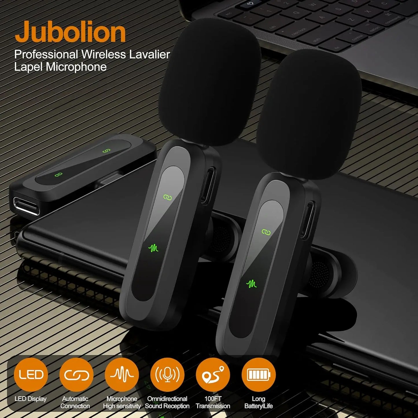Professional Wireless Lavalier Microphone for iPhone iPad Android Laptop Live Broadcast Gaming Interview Vlog Recording Mini Mic